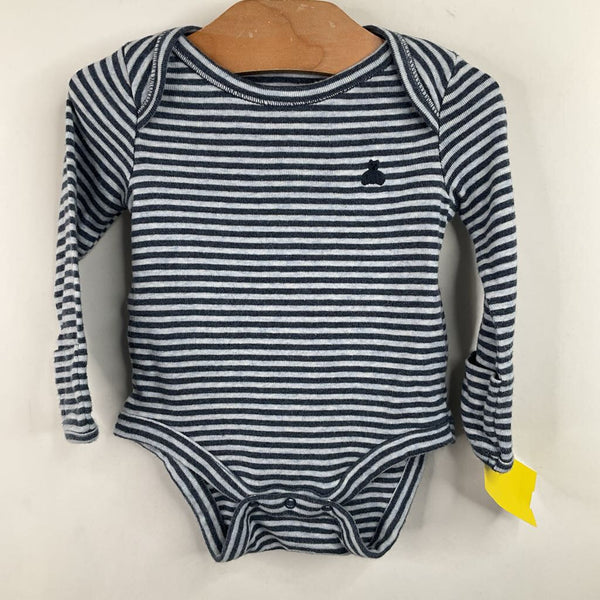Size 0-3m: Gap Blue/Grey Striped Long Sleeve Onesie