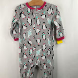 Size 2: Carter's Grey Penguin 1pc Footy PJs
