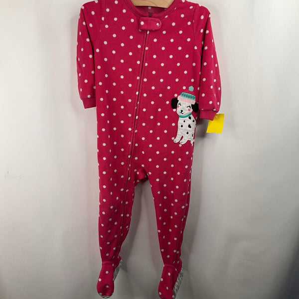 Size 2: Carter's Pink/White Polka Dot 1pc Footy PJs