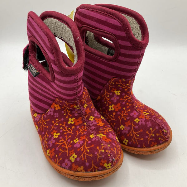 Size 7: Baby Bogs Pink Floral Insulated 14* Rain Boots
