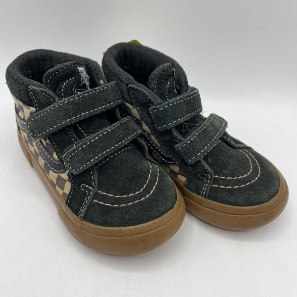 Size 7.5: Vans Black Checkered Velcro Strap Sneakers