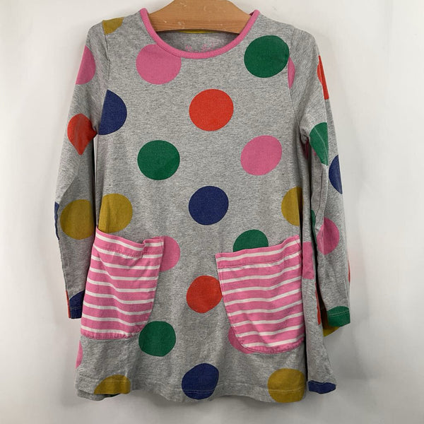 Size 6-7: Mini Boden Grey/Colorful Polka Dot Long Sleeve Dress