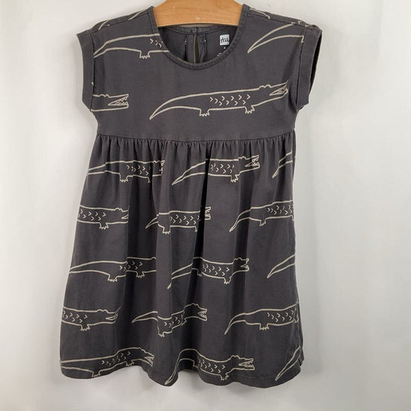 Size 4: Tea Grey Crocodile Short Sleeve Dress