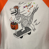 Size 3: Cat & Jack White/Orange Halloween Dinosaur Long Sleeve Shirt