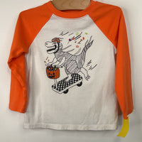 Size 3: Cat & Jack White/Orange Halloween Dinosaur Long Sleeve Shirt