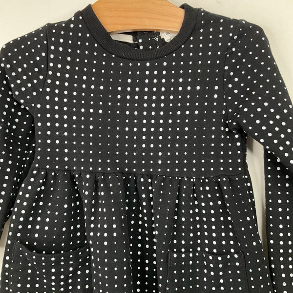Size 2: Miles The Label Black/White Polka Dot Cozy Long Sleeve Dress
