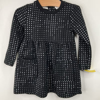 Size 2: Miles The Label Black/White Polka Dot Cozy Long Sleeve Dress