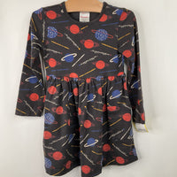 Size 4 (100): Hanna Andersson Brown/Red/Blue Space Long Sleeve Dress