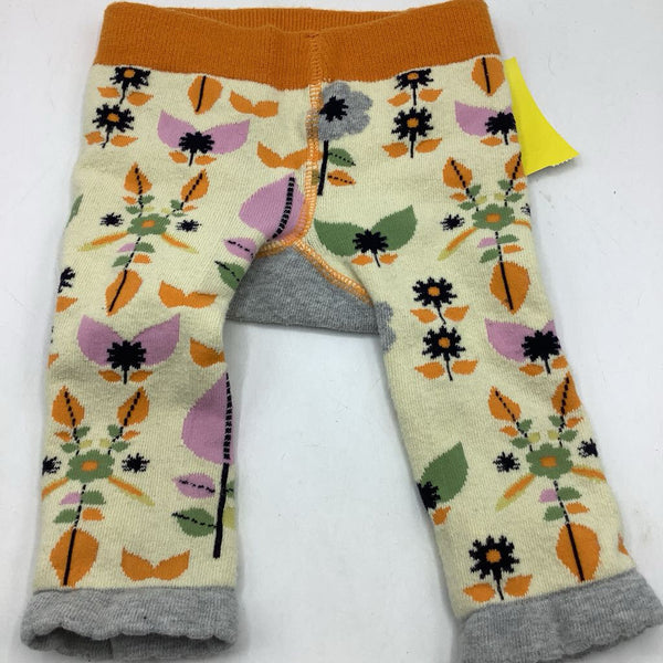 Size 0-6m: Blade & Rose Creme/Orange Floral Knitted Tights