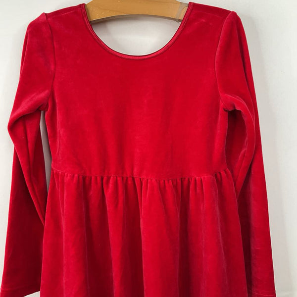 Size 5 (110): Hanna Andersson Red Velour Long Sleeve Dress