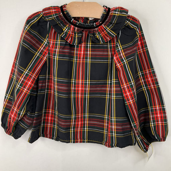 Size 4-5: Crewcuts Black/Red/Green Plaid Long Sleeve Shirt