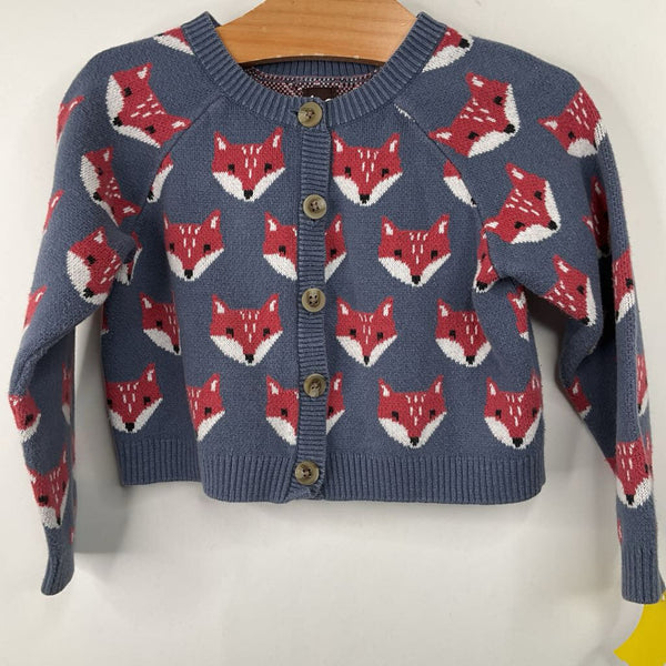 Size 4-5: Tea Blue Fox Knitted Button-Up Sweater