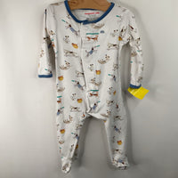 Size 3-6m: Magnetic Me White Playful Dog Print 1pc Footed PJs