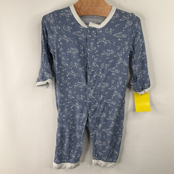 Size NB: Magnetic Me Blue White Bunny /Moon Print PJs
