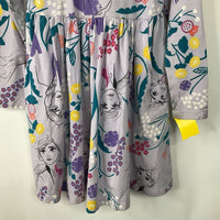 Size 5 (110): Hanna Andersson Purple Frozen Print Long Sleeve Dress