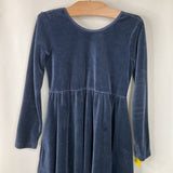 Size 6-7 (120): Hanna Andersson Blue Velour Long Sleeve Dress