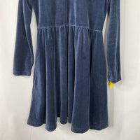 Size 6-7 (120): Hanna Andersson Blue Velour Long Sleeve Dress