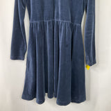 Size 6-7 (120): Hanna Andersson Blue Velour Long Sleeve Dress