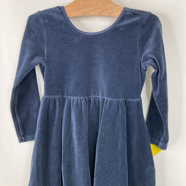 Size 4 (100): Hanna Andersson Blue Velour Long Sleeve Dress