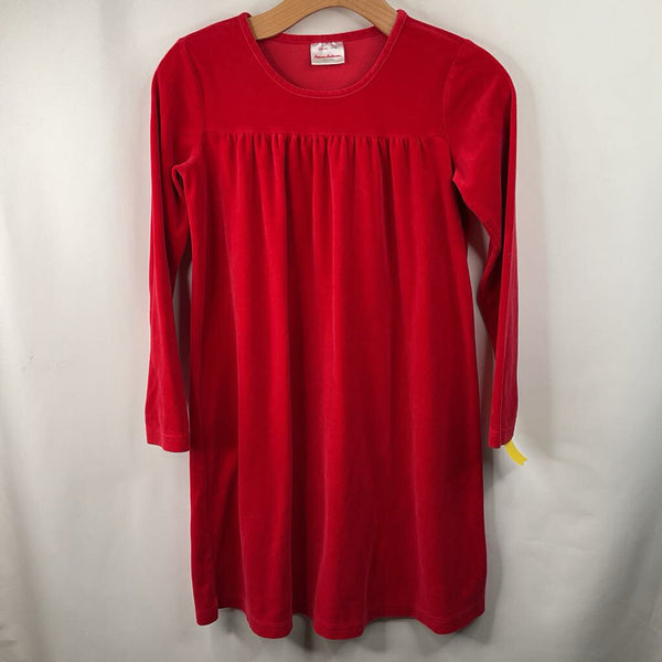 Size 12 (150): Hanna Andersson Red Velour Long Sleeve Dress