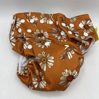 Size O/S: Nora's Nursery Orange Floral Adjustable Snap Diaper