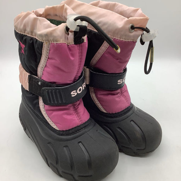 Size 9: Sorel Black/Pink Toggle Insulated Snow Boots
