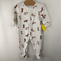 Size 6-9m: Rabbit + Bear White/Brown Dog 1pc Footy PJs