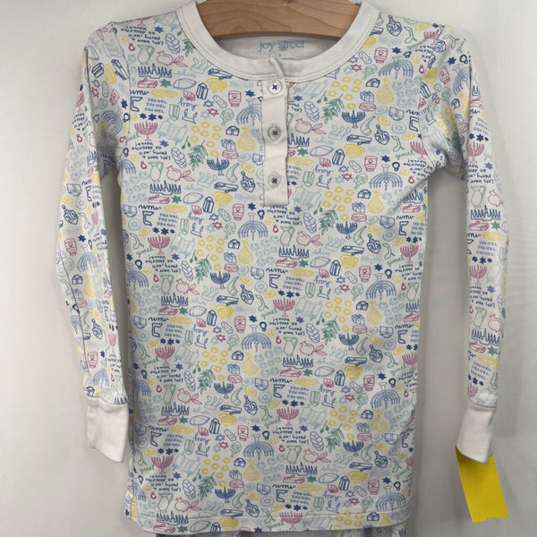 Size 6: Joy Street White Hanukkah Print 2pc PJs