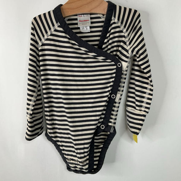 Size 12-18m (75): Hanna Andersson Black/White Striped Long Sleeve Onesie
