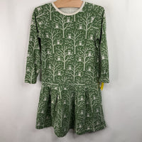 Size 6: Winter Water Factory Green/White Owl Long Sleeve Dress