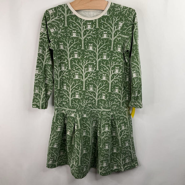 Size 6: Winter Water Factory Green/White Owl Long Sleeve Dress