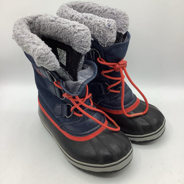 Size 1Y: Sorel Navy/Red Insulated Toggle Snow Boots