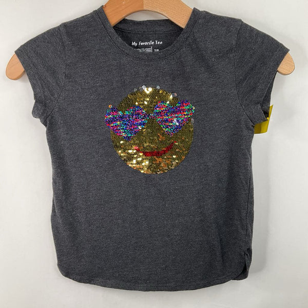 Size 7-8: My Favorite Tee Grey Colorful Sequin T-Shirt