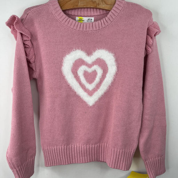 Size 4: Epic Threads Pink/White Hearts Knitted Sweater