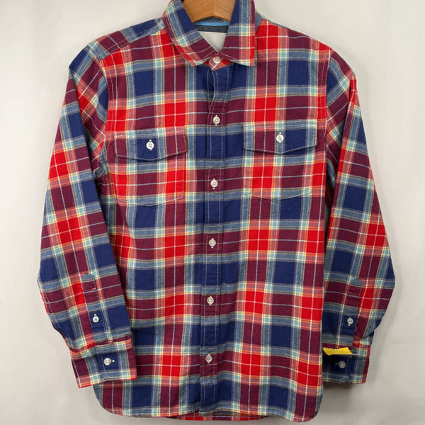 Size 11-12: Boden Blue/Red Plaid Collared Button-Up Long Sleeve Shirt