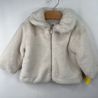 Size 12-18m: Gap White Fuzzy Zip-Up Coat