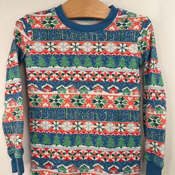 Size 4: L.L. Bean Blue/Red/White Winter 2pc PJs