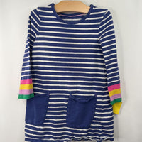 Size 5-6: Mini Boden Blue/White Striped Long Sleeve Dress