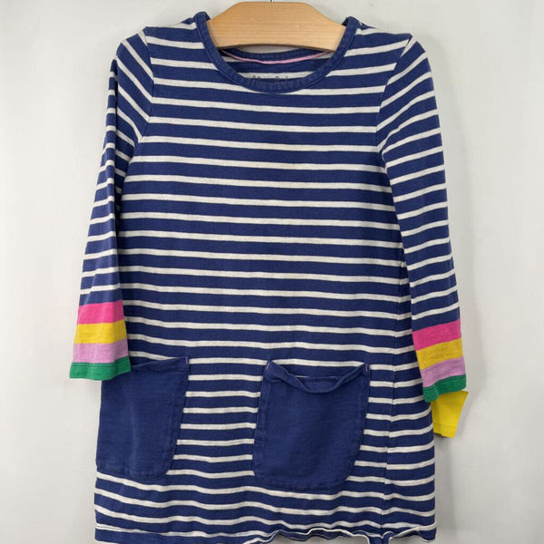 Size 5-6: Mini Boden Blue/White Striped Long Sleeve Dress