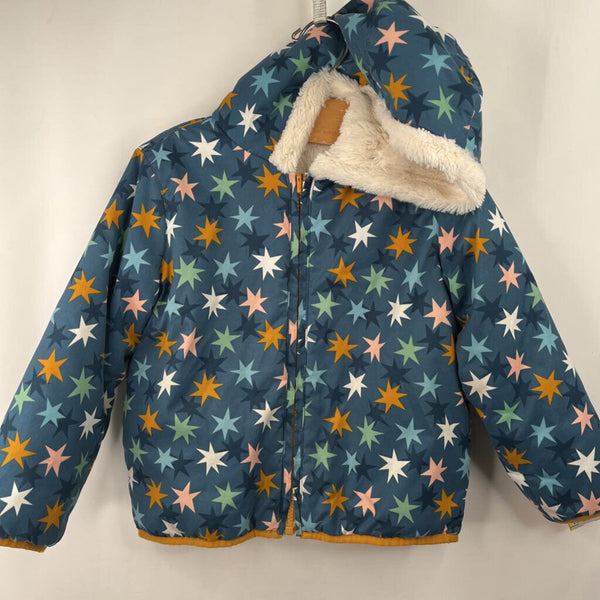 Size 4 (100): Hanna Andersson Blue/Colorful Stars Cozy Winter Coat