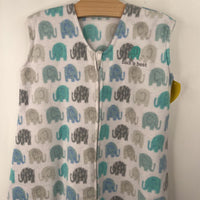 Size XL: Back Is Best White/Grey/Blue Elephants Fleece Sleepsack