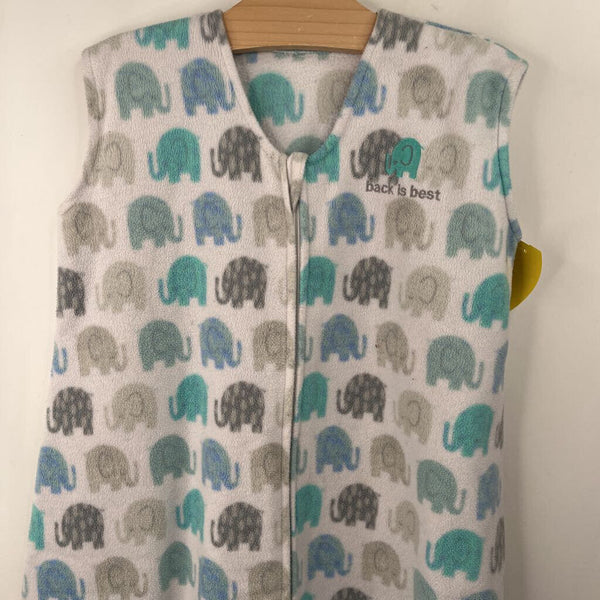 Size XL: Back Is Best White/Grey/Blue Elephants Fleece Sleepsack