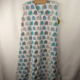 Size XL: Back Is Best White/Grey/Blue Elephants Fleece Sleepsack