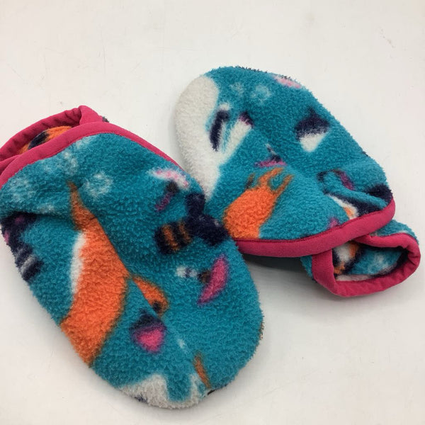Size 6-12m: Patagonia Blue Mushroom Print Fleece Baby Booties