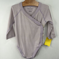 Size 6-12m (70): Hanna Andersson White/Purple Striped Long Sleeve Onesie