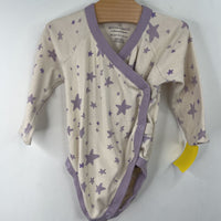 Size 6-12m (70): Hanna Andersson White/Purple Stars Long Sleeve Onesie