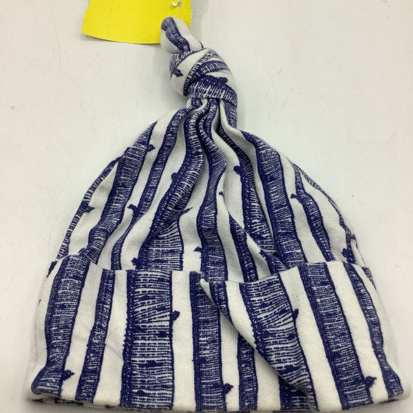 Size 0-3m: Kate Quinn Blue/White Striped Baby Hat