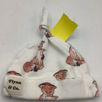 Size 0-3m: Flynn & Co White Fox Print Baby Hat