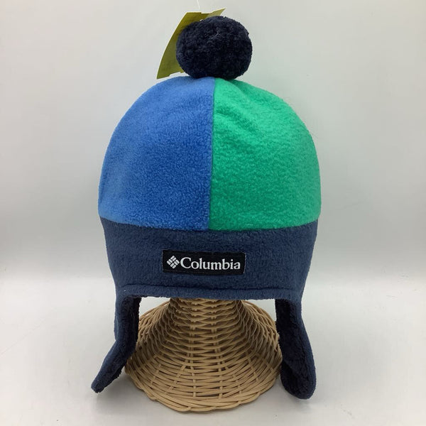 Size S/M: Columbia Blue/Green Fleece Winter Hat W/ Pom Pom