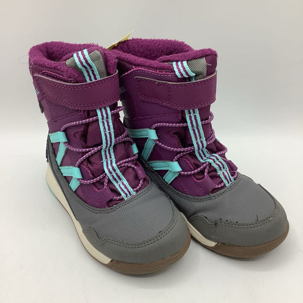 Size 9: Merrell Purple/Grey Velcro Strap Snow Boots